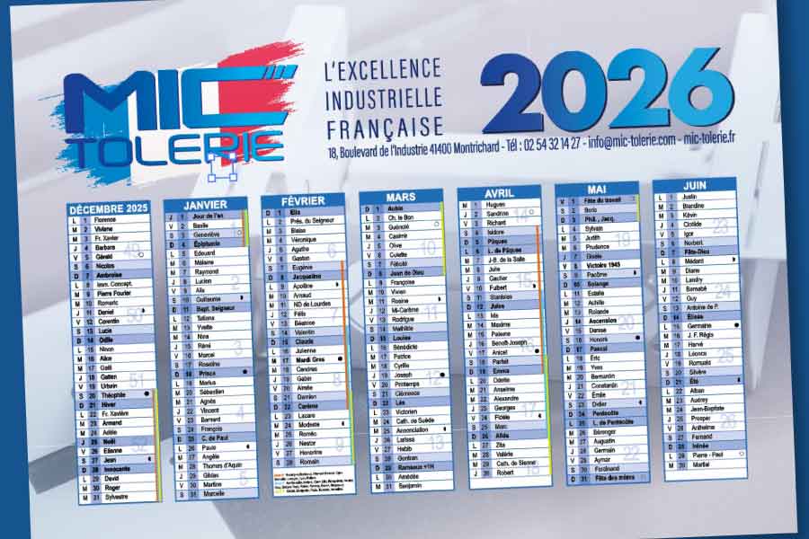 Mic 2026 : calendriers carton rembordé haut de gamme